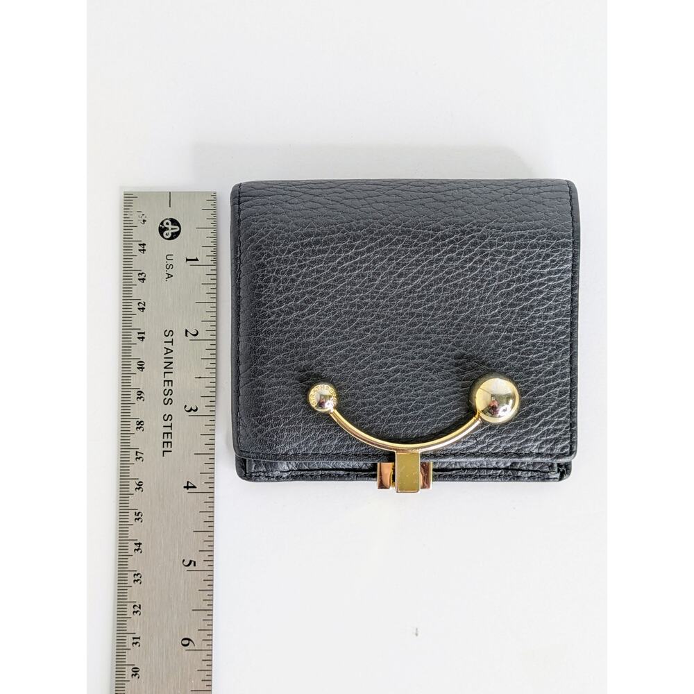 Strathberry Crescent Wallet Black Pebbled Leather Bifold Signature Hinge Bar - Picture 15 of 16
